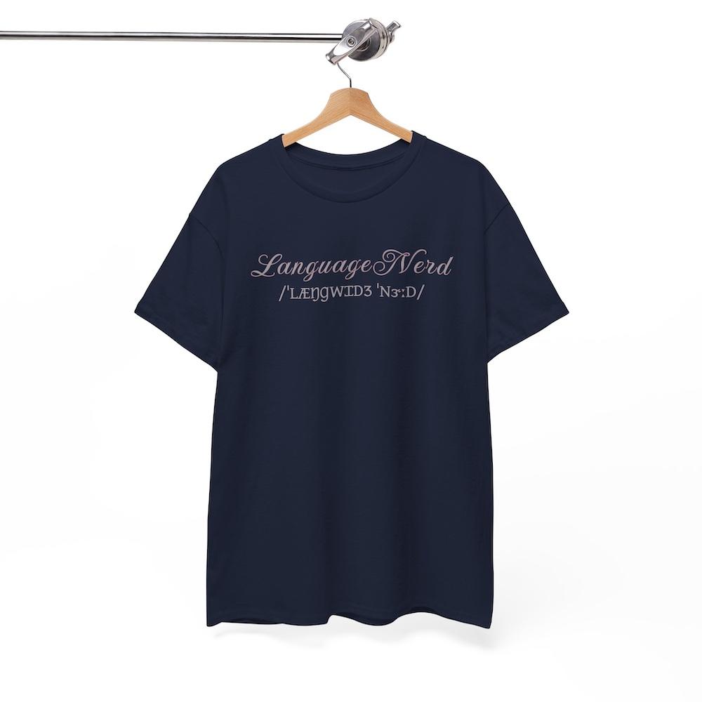 T-Shirt Damen dunkelblau "Language Nerd" Sprachliebhaber Lehrer Übersetzer Studenten	