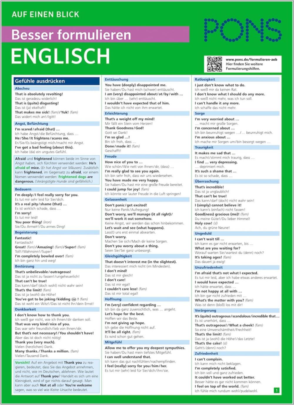 PONS Auf einen Blick Besser formulieren Englisch