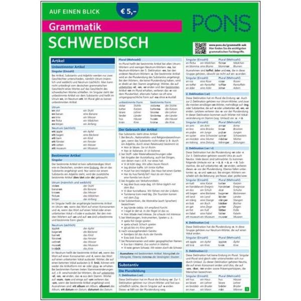 Auf einen Blick - SCHWEDISCH - Grammatik