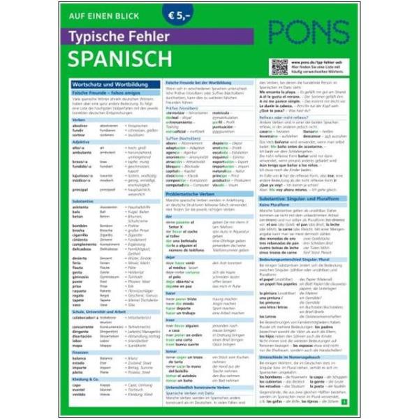 Auf einen Blick - SPANISCH - Typische Fehler