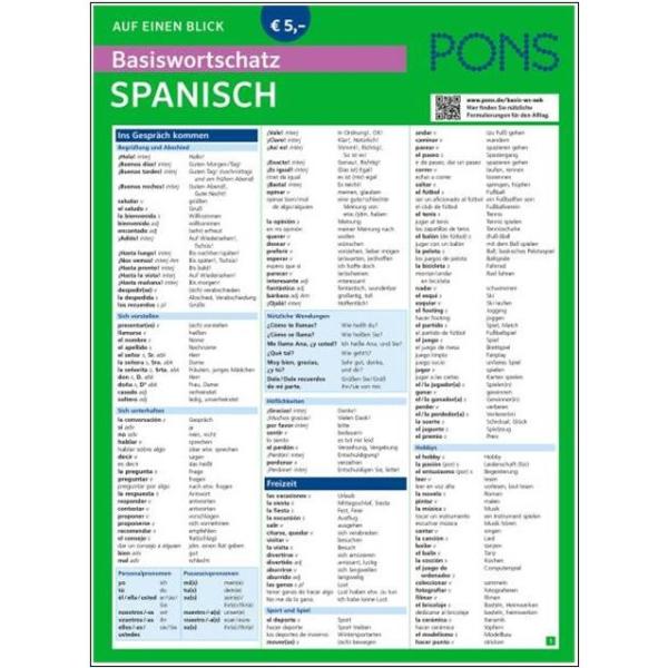 PONS Basiswortschatz auf einen Blick Spanisch