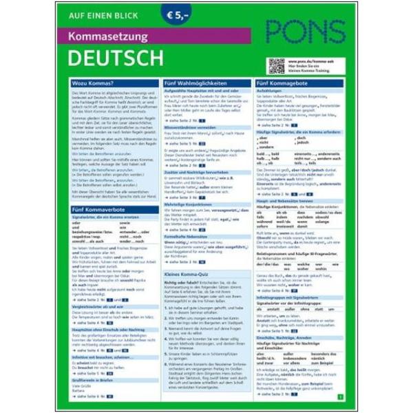 Auf einen Blick - DEUTSCH - Kommasetzung