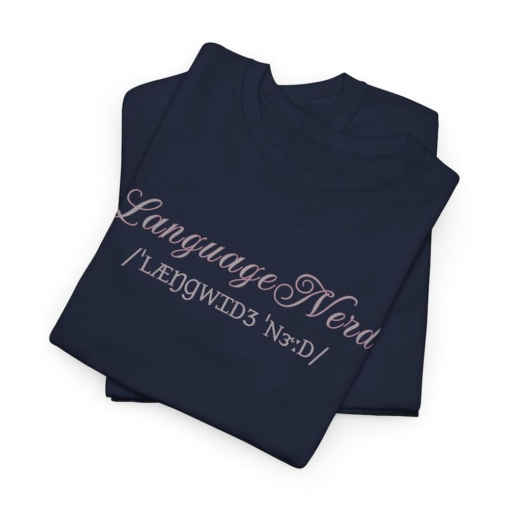 T-Shirt Damen dunkelblau "Language Nerd" Sprachliebhaber Lehrer Übersetzer Studenten	