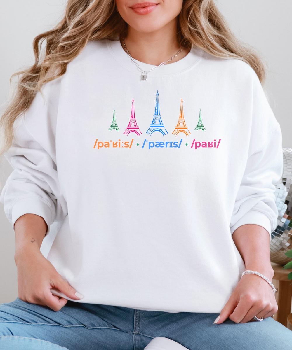 Sweatshirt Damen weiß "Eiffelturm" Paris Frankreich Reise Urlaub CityTrip Städtetour