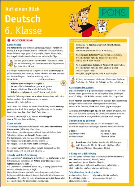 Auf einen Blick - DEUTSCH - 6. Klasse
