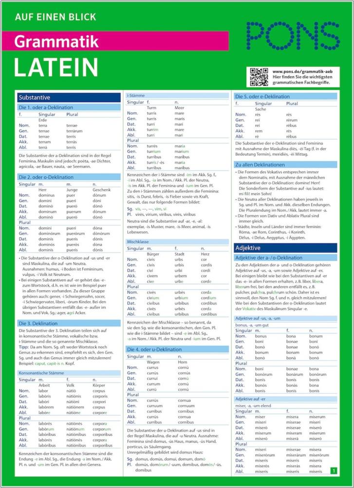 PONS Auf einen Blick Grammatik Latein