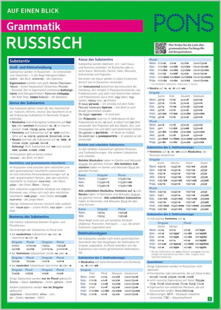 PONS Auf einen Blick Grammatik Russisch