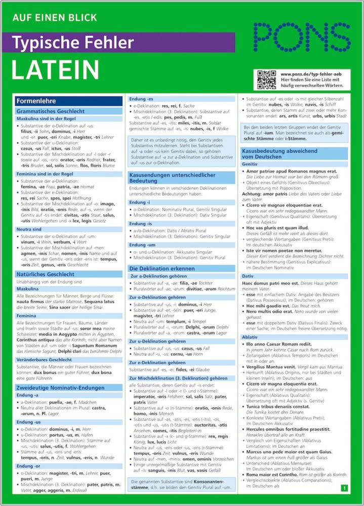 PONS Auf einen Blick Typische Fehler Latein