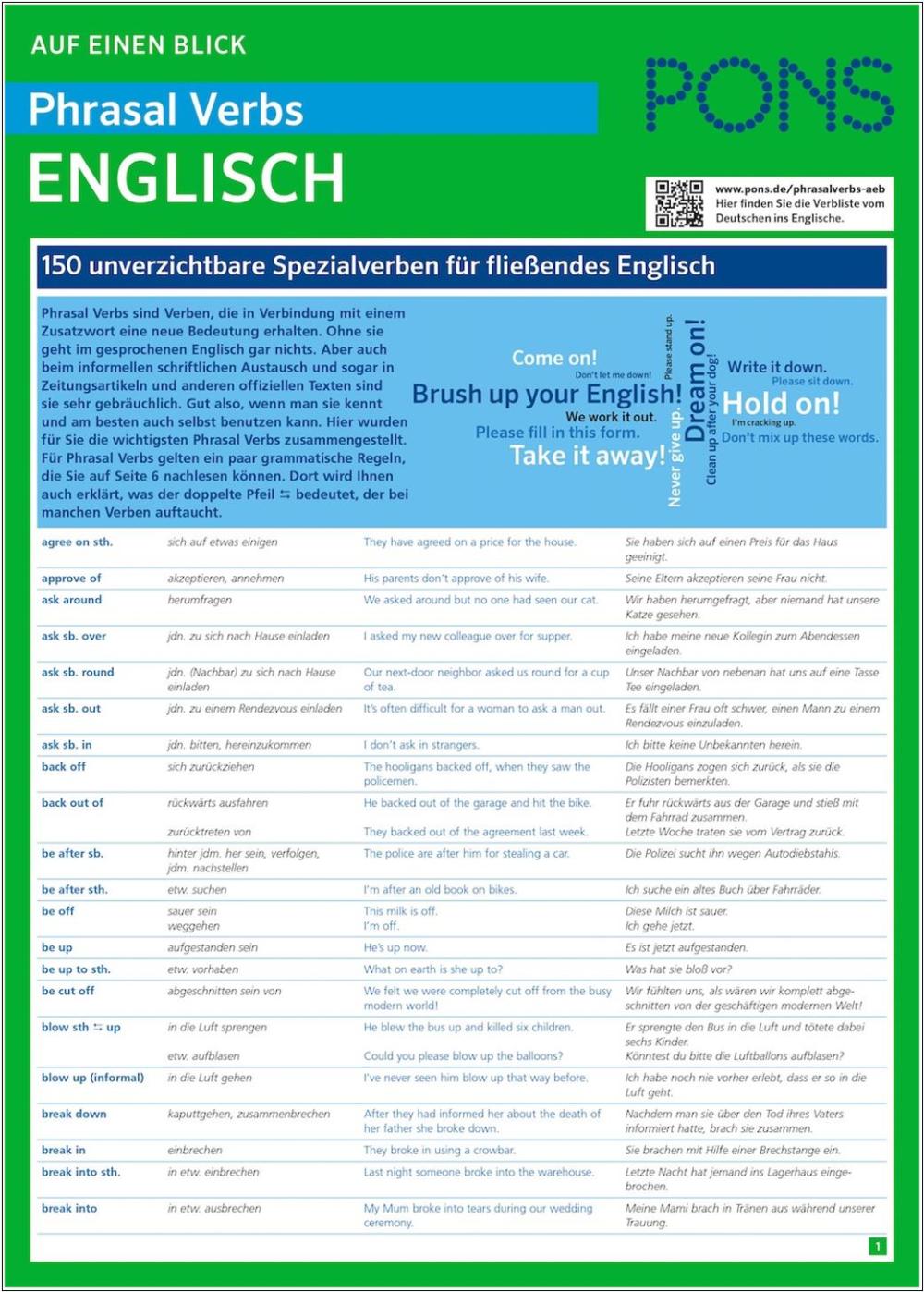 PONS Auf einen Blick Phrasal Verbs Englisch