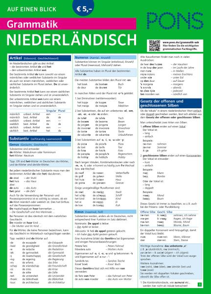 Auf einen Blick - NIEDERLÄNDISCH - Grammatik