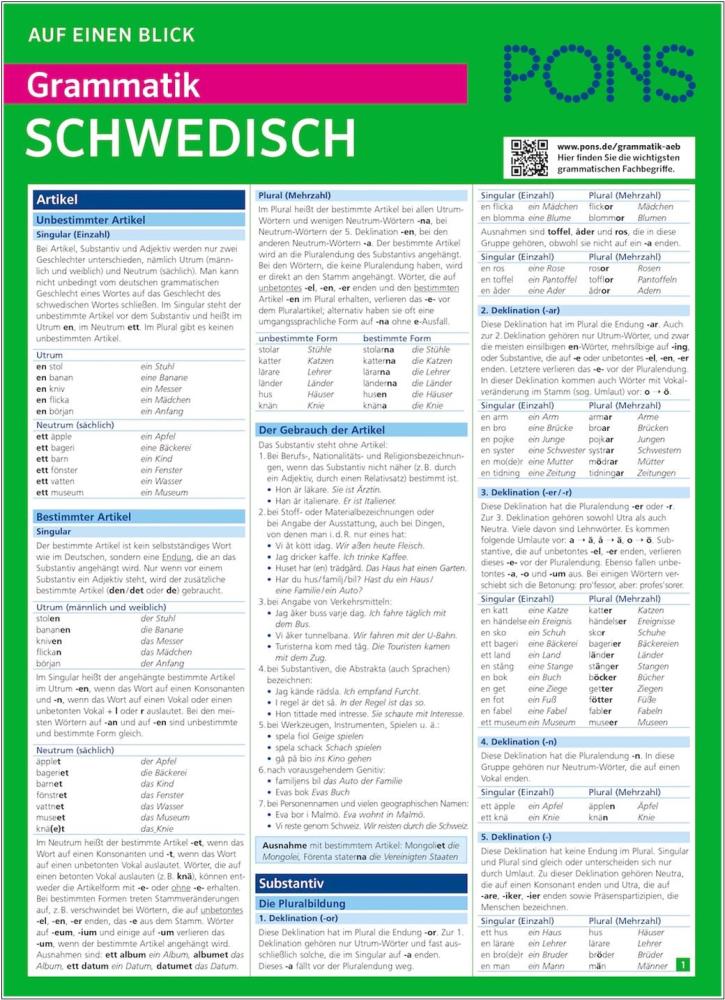 PONS Auf einen Blick Grammatik Schwedisch