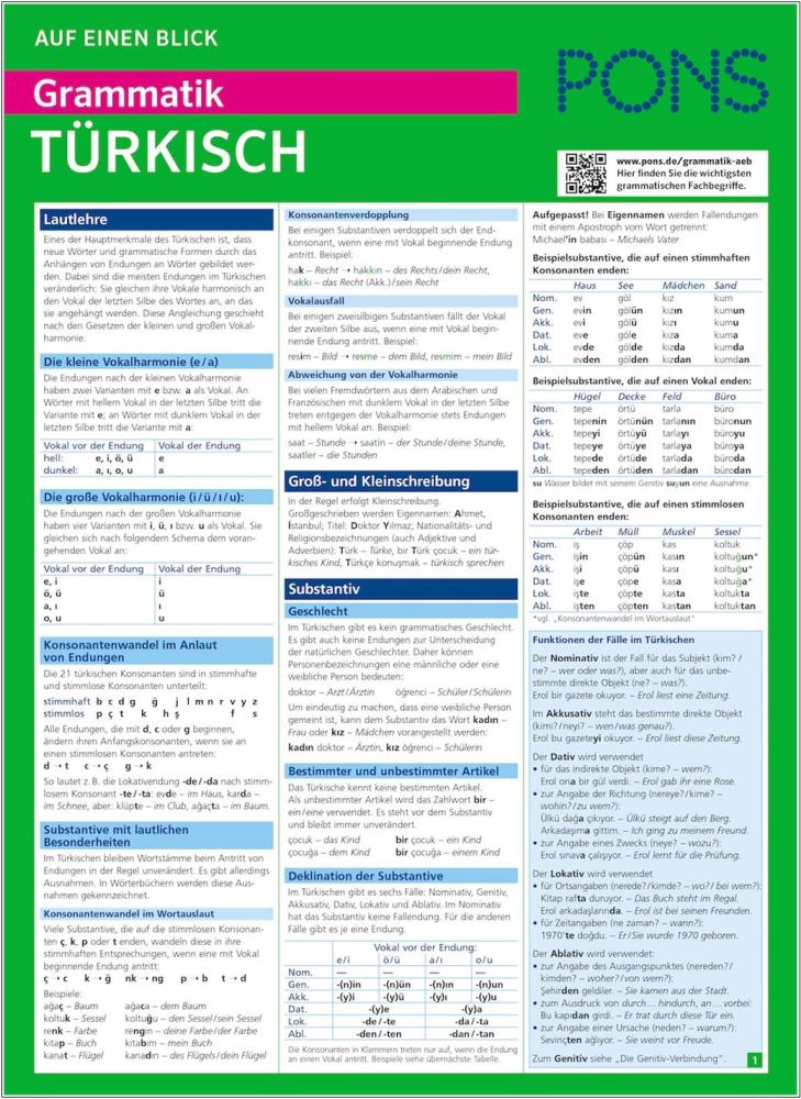 PONS Auf einen Blick Grammatik Türkisch