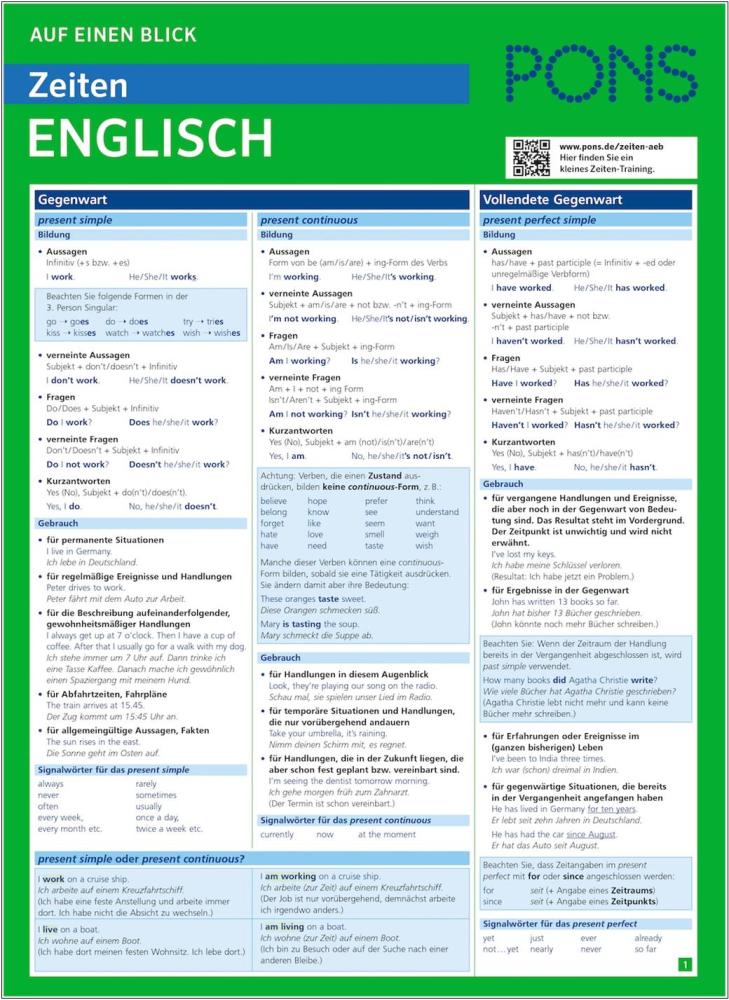 PONS Auf einen Blick Zeiten Englisch