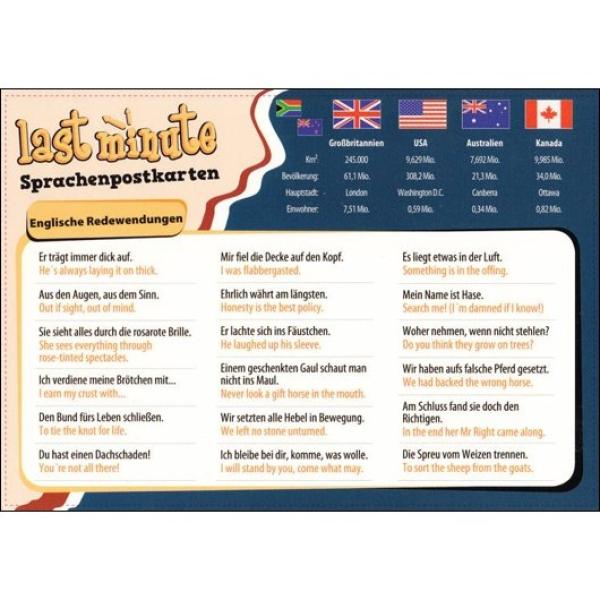 Last-Minute Sprachenpostkarte - Englische Redewendungen