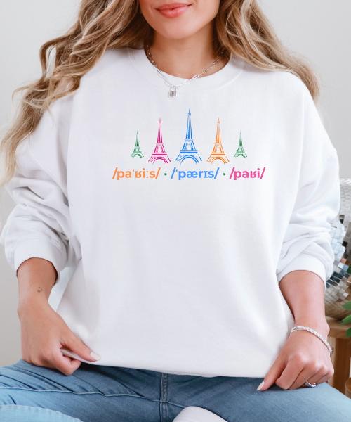 Sweatshirt Damen weiß "Eiffelturm" Paris Frankreich Reise Urlaub CityTrip Städtetour
