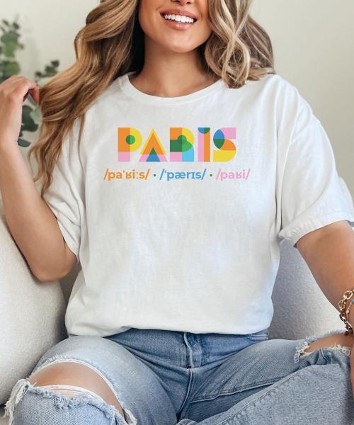 T-Shirt Damen weiß "Paris" Frankreich Reise Urlaub Städtetrip City Sommer