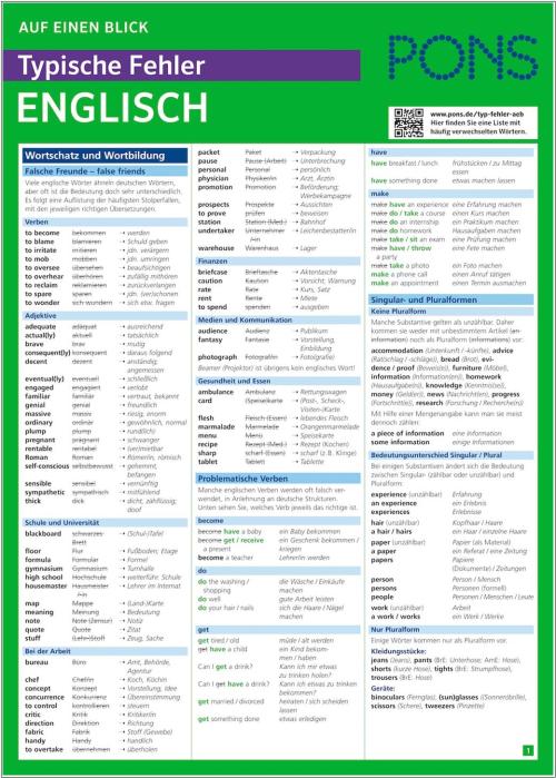 PONS Auf einen Blick Typische Fehler Englisch