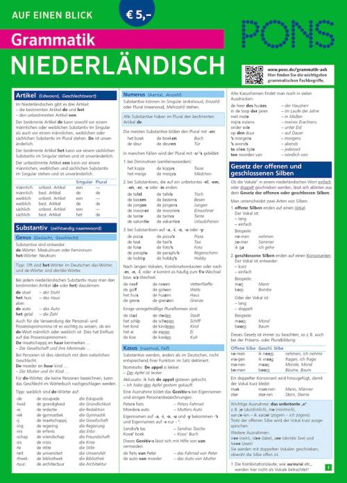 Auf einen Blick - NIEDERLÄNDISCH - Grammatik