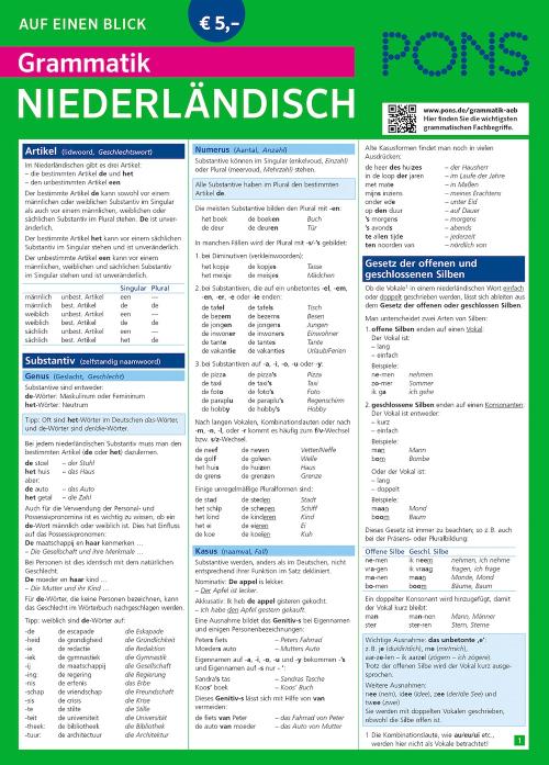 Auf einen Blick - NIEDERLÄNDISCH - Grammatik